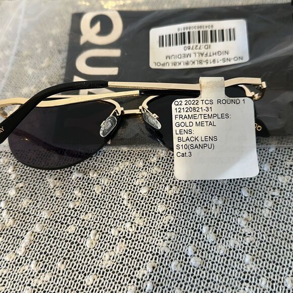 QUAY Playa Black and Gold Rimless Aviator Sunglasses NWT - Picture 9 of 10